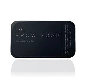 Black rectangle container of LABB brow soap; the universal eyebrow lifting gel. 